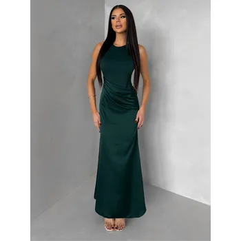 Dámské šaty Smaragdové společenské šaty VELMORO s body Velikost: ONESIZE