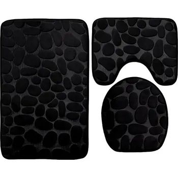 Koupelnová předložka Měkká koupelnová předložka | rohožka - 3 ks - černá , 80x50cm