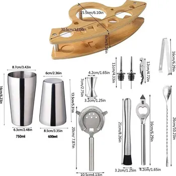 Shaker Nerezový shaker set na koktejly | barmanská sada, barové nástroje - B 750x600 11pcs