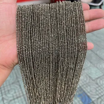 Přírodní kámen Přírodní křišťálové a jaspisové korálky 2–4mm | šperky - Přírodní pyrit , 2mm cca 189 ks