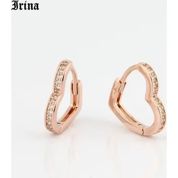 Náušnice Kruhové náušnice tvar srdce se zirkonem | šperk 2 ks - RŮŽOVĚ ZLATÁ BARVA