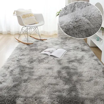 Koberec Duhový chlupatý dětský koberec | bytový textil - Světle šedá s batikovaným vzorem , 100x200cm