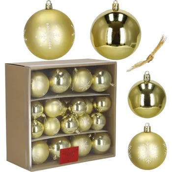 Vánoční dekorace Springos Vánoční baňky zlaté mix - 8/6,5 cm, sada 36ks CA0974