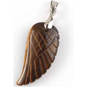 Přívěsek Andělská křídla z přírodního krystalu | ochranný přívěsek, spirituální šperk 1 ks - Tiger Eye Stone