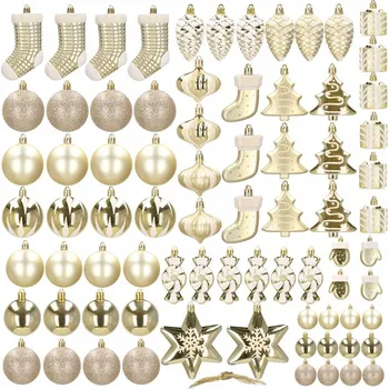 Vánoční dekorace Springos Maxi 77 dílná sada vánočních ozdob zlatá CA1167