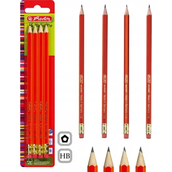 Grafitová tužka Tužka s gumou Herlitz HB 4 ks, ks