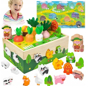 Dřevěná hračka MONTESSORI Dřevěné Vzdělávací Hračky pro Děti 1-3 Roky - Rozvoj Motoriky