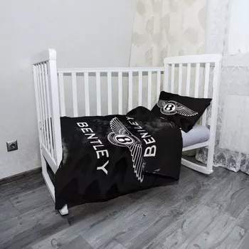 Povlečení Sablio Mikroplyšové dětské povlečení do postýlky Logo Bentley Černý - 120x90 / 40x60