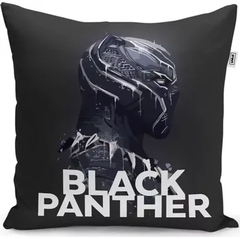 Polštář Sablio Polštář BLACK PANTHER z profilu Černý - 40x40 cm