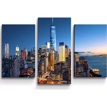 Obraz Sablio Obraz - 3-dílný Noční mrakodrapy - 75x50 cm