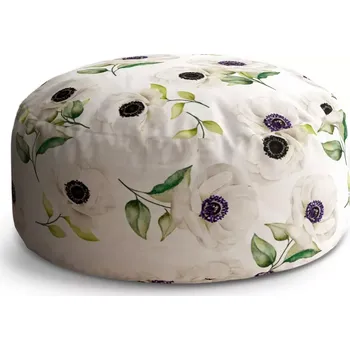 Taburet Sablio Taburet Circle Bílé sasanky: 38x48 cm