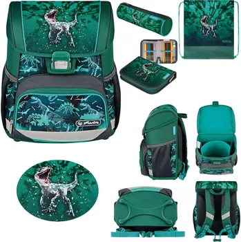 Školní batoh Školní aktovka s více komorami Herlitz zelená 16 l s kapsou na nápoje