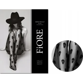 Dámské punčochy Punčocháče vzorované Fiore AGENT SKULLY 20den černé, velikost 4