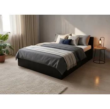 Postel POSTEL S VÝKLOPEM 140x200 ČERNÁ + KOVOVÁ KONSTRUKCE + ÚLOŽNÝ PROSTOR
