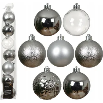 Vánoční dekorace Dekorativní plastové STŘÍBRNÉ vánoční Vánoční Baňky na stromeček 6cm 7ks