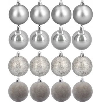 Obraz Bombki choinkowe zestaw 16 sztuk srebrne 6 nerozbitná mix