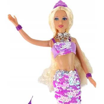 Panenka Panenka Mořská panna Fialová Dlouhé Blond Vlasy Ocas Syreni Flitry