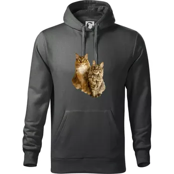 Pánská mikina Kočky vectorizované (Moňas) - Mikina pánská Cape s kapucí - 4XL ( Tm. břidlice (šedozelená) )