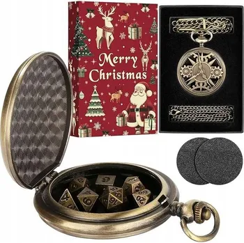 Hodinky Kapesní hodinky s kostkami DND D&D, krabička s řetízkem a motivem chobotnice