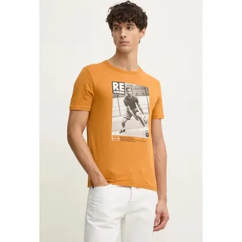 Pánské tričko Bavlněné tričko United Colors of Benetton oranžová barva, s potiskem, 3I1XU109U 22X, vel. L