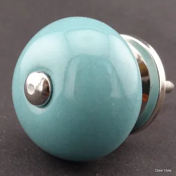Nábytkové kování Nábytková úchytka modrozelená crackle efekt- 4 cm - knopka