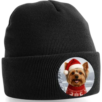 Čepice ON-DESIGN Zimní vánoční čepice s Jorkšírským teriérem Barva: černá