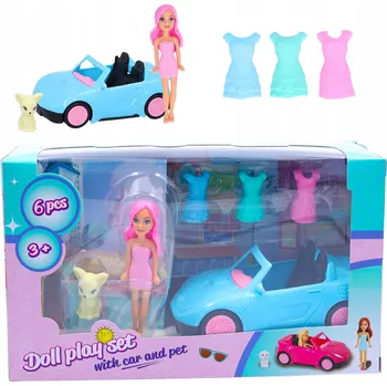 Panenka PANENKA Z SAMOCHODEM dárek pro holčičku 3 let autíčko s panenkou, sada