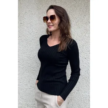 Dámská mikina BudesIN Žebrovaný svetr černý Velikost: S-M