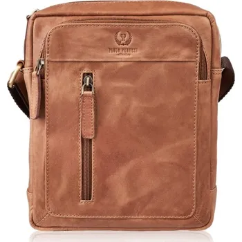Paolo Peruzzi Pánská kožená taška přes rameno Paolo Peruzzi; hnědá