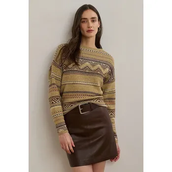 Dámský svetr Svetr s příměsí lnu Lauren Ralph Lauren dámský, béžová barva, 200971322 08X, vel. L