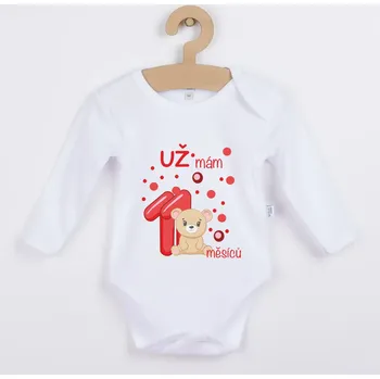 Dětské body s medvídkem - Už mám 11 měsíců Barva: ČERVENÁ, Velikost: 86