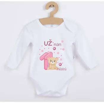 Dětské body s medvídkem - Už mám 11 měsíců Barva: Růžová, Velikost: 98