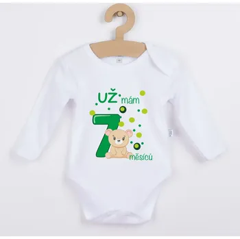 Dětské body s medvídkem - Už mám 7 měsíců Barva: Zelená, Velikost: 92