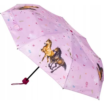 Deštník Skládací deštník pro děti Koně 98 cm růžový - Spiegelburg