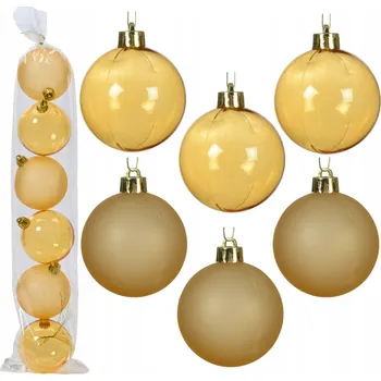 Vánoční dekorace Vánoční ozdoby z plastu na Vánoční Baňky ZLATÉ 7cm 6 Ks