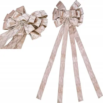 Vánoční dekorace Kokarda na choinkę duża beżowa 130 cm dekorativní ozdoba na špičku