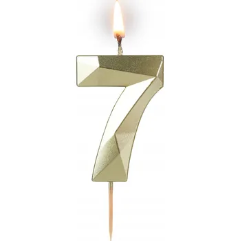 Dortová svíčka Narozeninová svíčka Tamipol číslice 7, geometrický diamantový design, 5,8 cm
