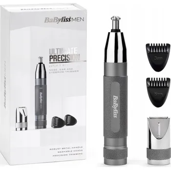 Strojek na vlasy Zastřihovač chloupků BaByliss E116E do nosu a uší, stříbrný, 2 nastavení délky