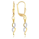 MINET Elegantní zlaté náušnice s bílými zirkony Au 585/1000 2,40g JMG0321WGE00