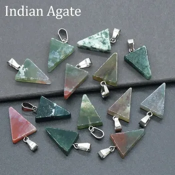 Přívěsek Trojúhelníkový přívěsek z minerálního kamene | ochranný amulet, šperk 1 ks - B