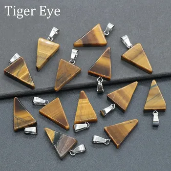 Přívěsek Trojúhelníkový přívěsek z minerálního kamene | ochranný amulet, šperk 1 ks - G