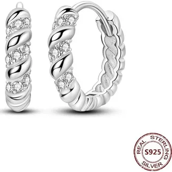 Náušnice Stříbrné kruhové náušnice se zirkonem | šperky 2 ks - JSE038