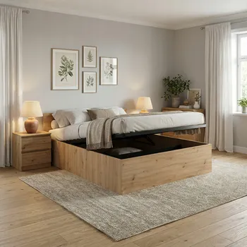 Postel VÝKLOPNÁ POSTEL 160x200 DUB ARTISAN + KOVOVÁ KONSTRUKCE + ÚLOŽNÝ PROSTOR