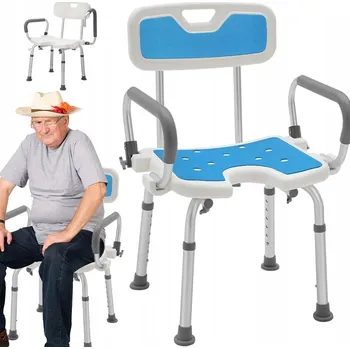 Koupelnové sedátko TABURET DO SPRCHY SPRCHOVÁ ŽIDLE HLINÍKOVÁ STOLIČKA OPĚRADLO ÚCHYTY