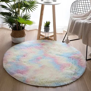 Koberec Měkký kulatý plyšový koberec do pokoje | bytový textil - duha , Průměr 60 cm