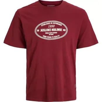 Pánské tričko Velké pánské tričko s potiskem krátký rukáv Jack & Jones 12284173 malinová (5XL)