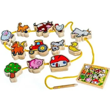 Dřevěná hračka Moje první zvířátka MPZ Provlékačka dřevěná 12 dílků