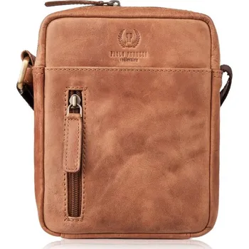 Paolo Peruzzi Menší pánská taška přes rameno kožená Paolo Peruzzi; koňak