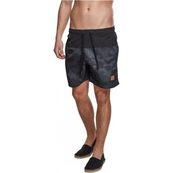 Pánské plavky Barevné pánské plavky šortky s kontrastní šňůrkou Urban Classics Barva: černá - tmavá kamufláž, Velikost: 5XL