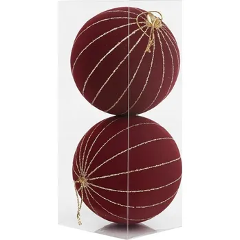 Vánoční ozdoba Vánoční ozdoba bordó sametová koule XXL 2ks WOZ57